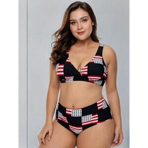 BIKINI American Flag Black Swimsuit XXXL 22W-24W